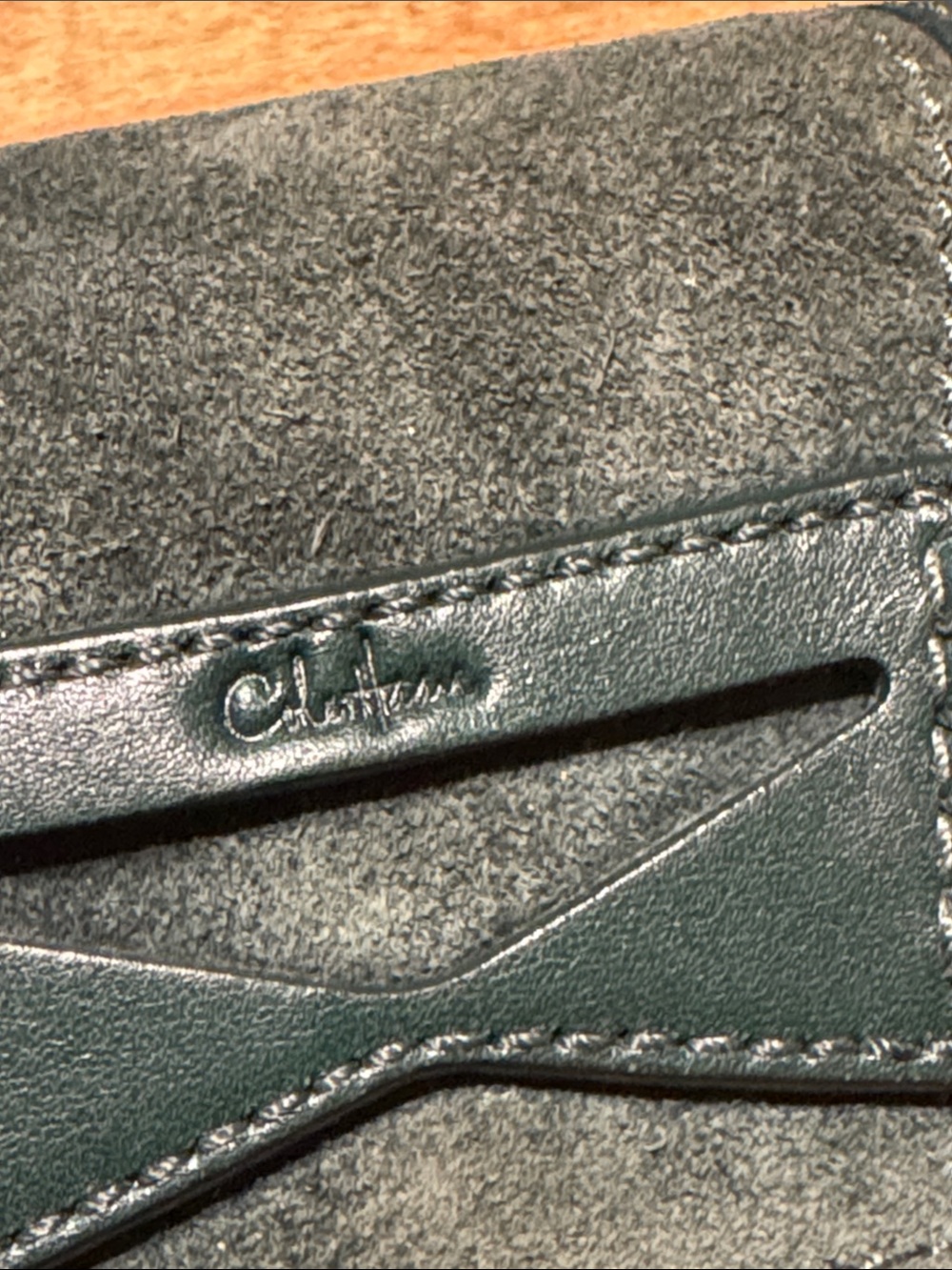 A Cole Haan Dark Teal Leather Wallet with Suede Accent - Picture 7 of 8
